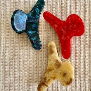 Set of Three Colorful Resin 3” Hair Claws made by an Etsy Artisan
